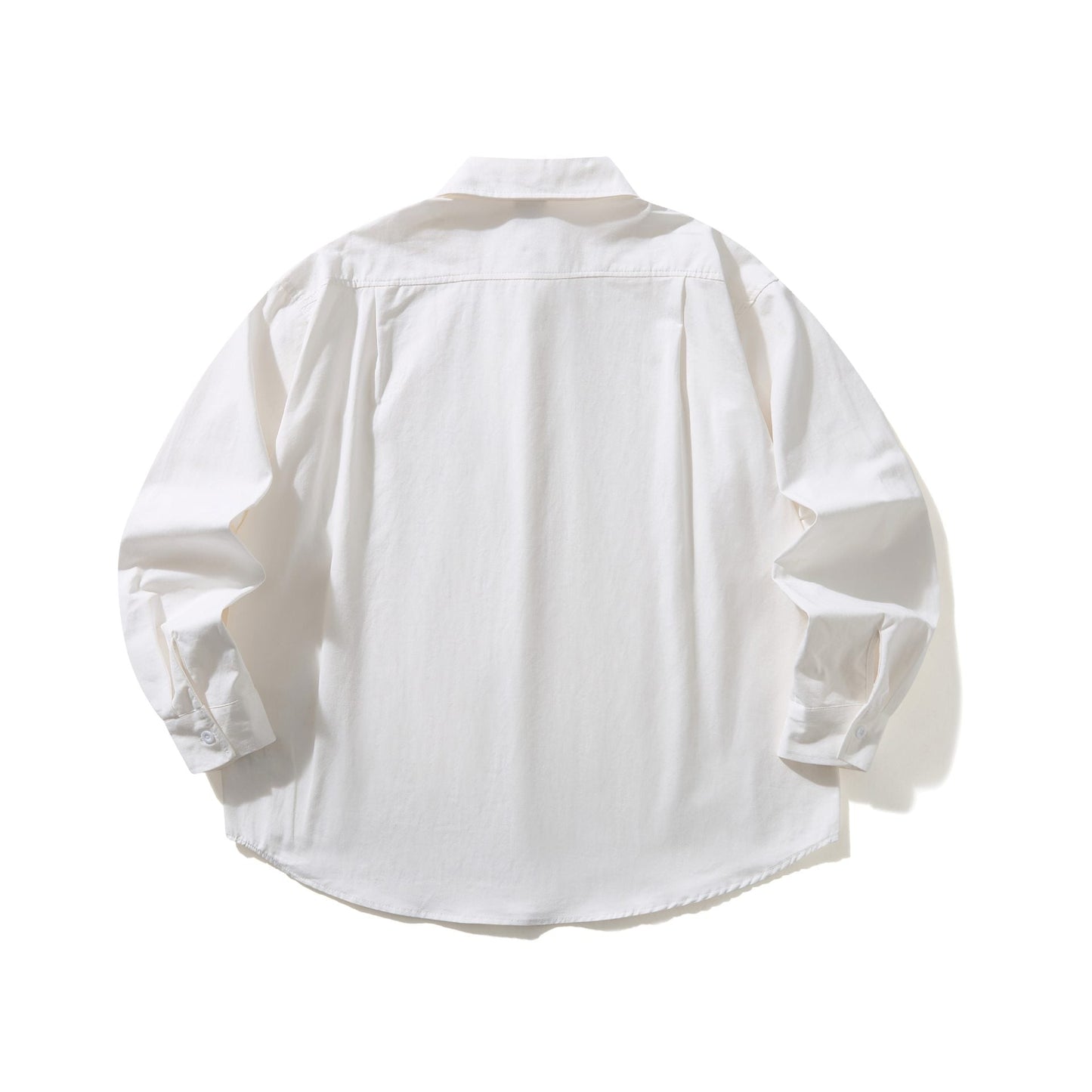 Back view of Urban Fashion & Streetwear | Craftklart white oversized cotton blend long sleeve shirt with flip collar