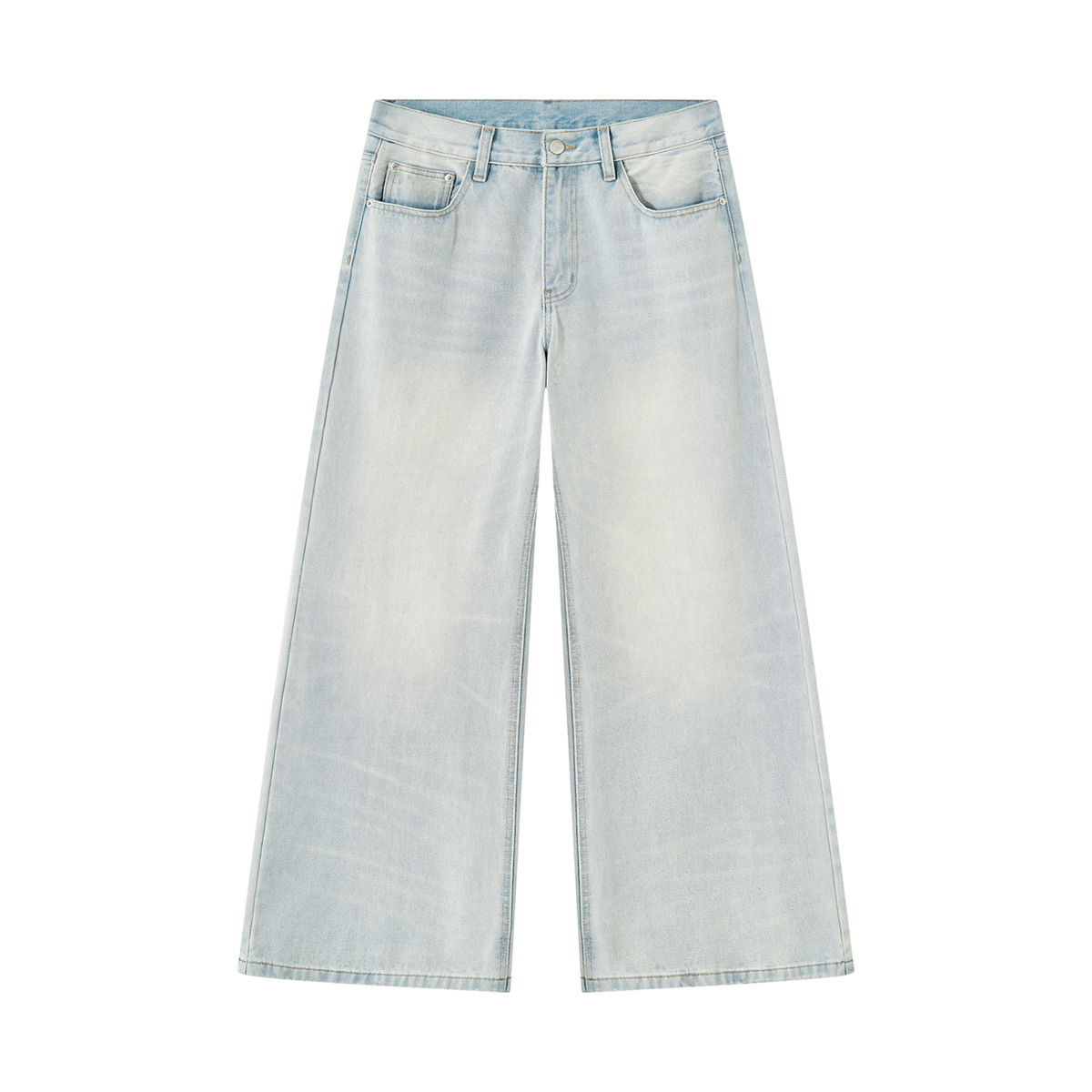 Urban Fashion & Streetwear | Craftklart wide leg denim jeans in a light blue vintage wash with a relaxed fit.