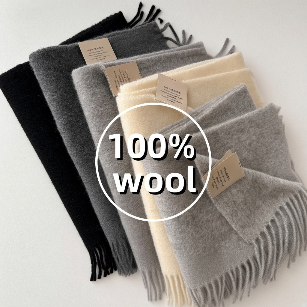 Urban Fashion & Streetwear | Craftklart premium wool winter scarves in black, grey, and cream with fringe detailing.