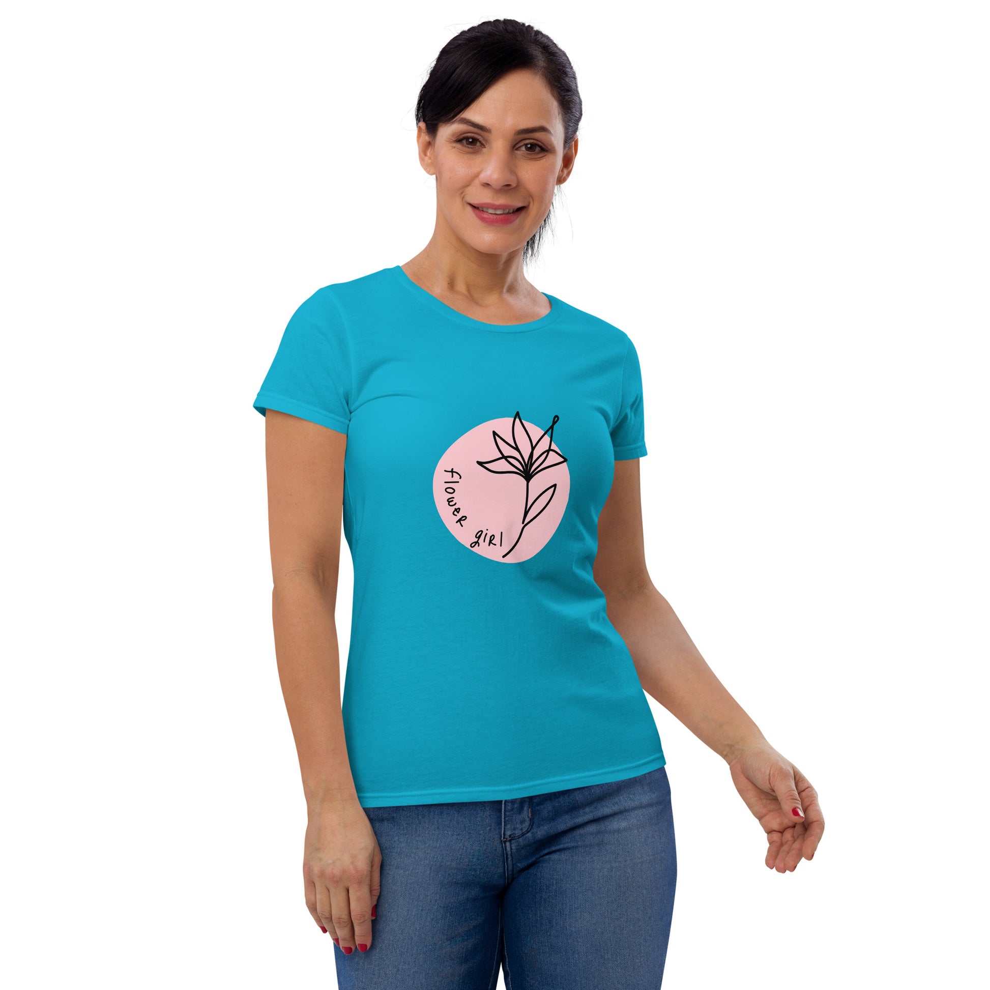 Women's Flower Short Sleeve T-shirt - Premium T-Shirt from Craftklart.store - Just $18! Shop now at Craftklart.store