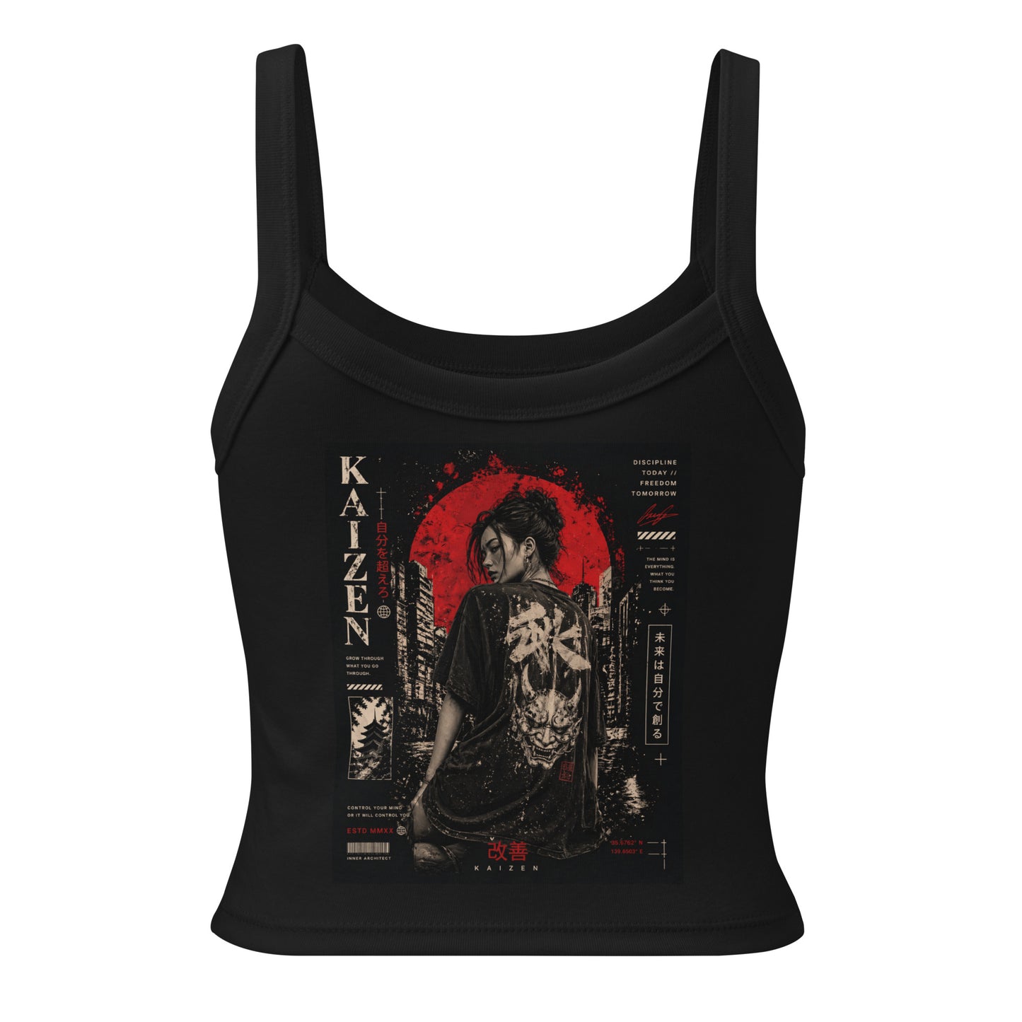 Black Craftklart women's micro-rib tank top, a versatile streetwear essential with a fitted design and solid color.