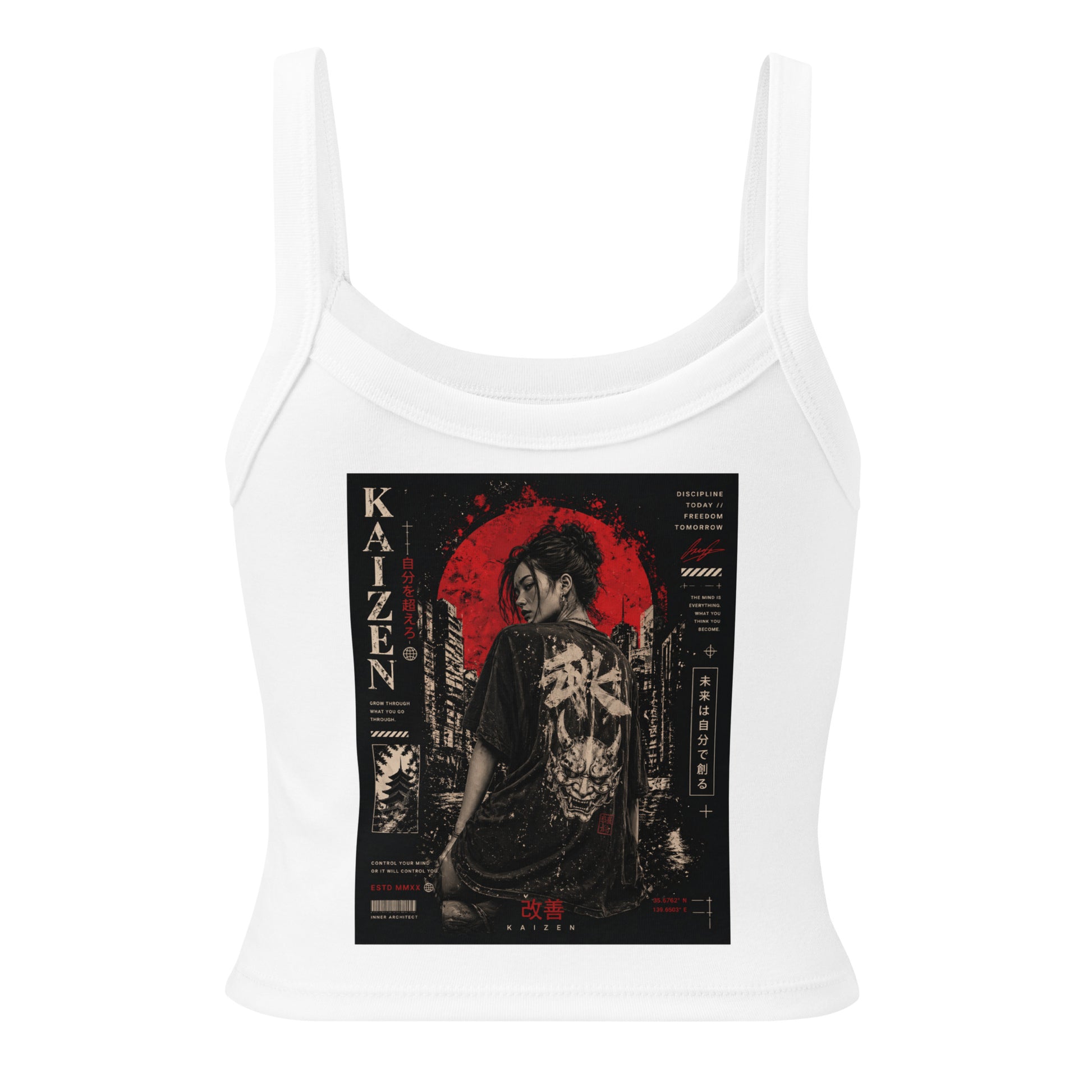 Women’s white Craftklart Discipline Micro-rib Tank Top, a stylish streetwear essential with a solid design and fitted silhouette.