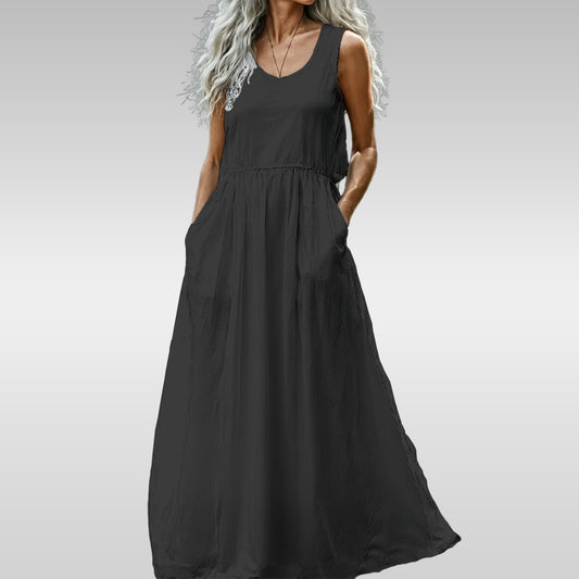 Black Urban Spring women's sleeveless maxi dress by Yoycol, flowing fabric and elegant design for warm-weather wear.