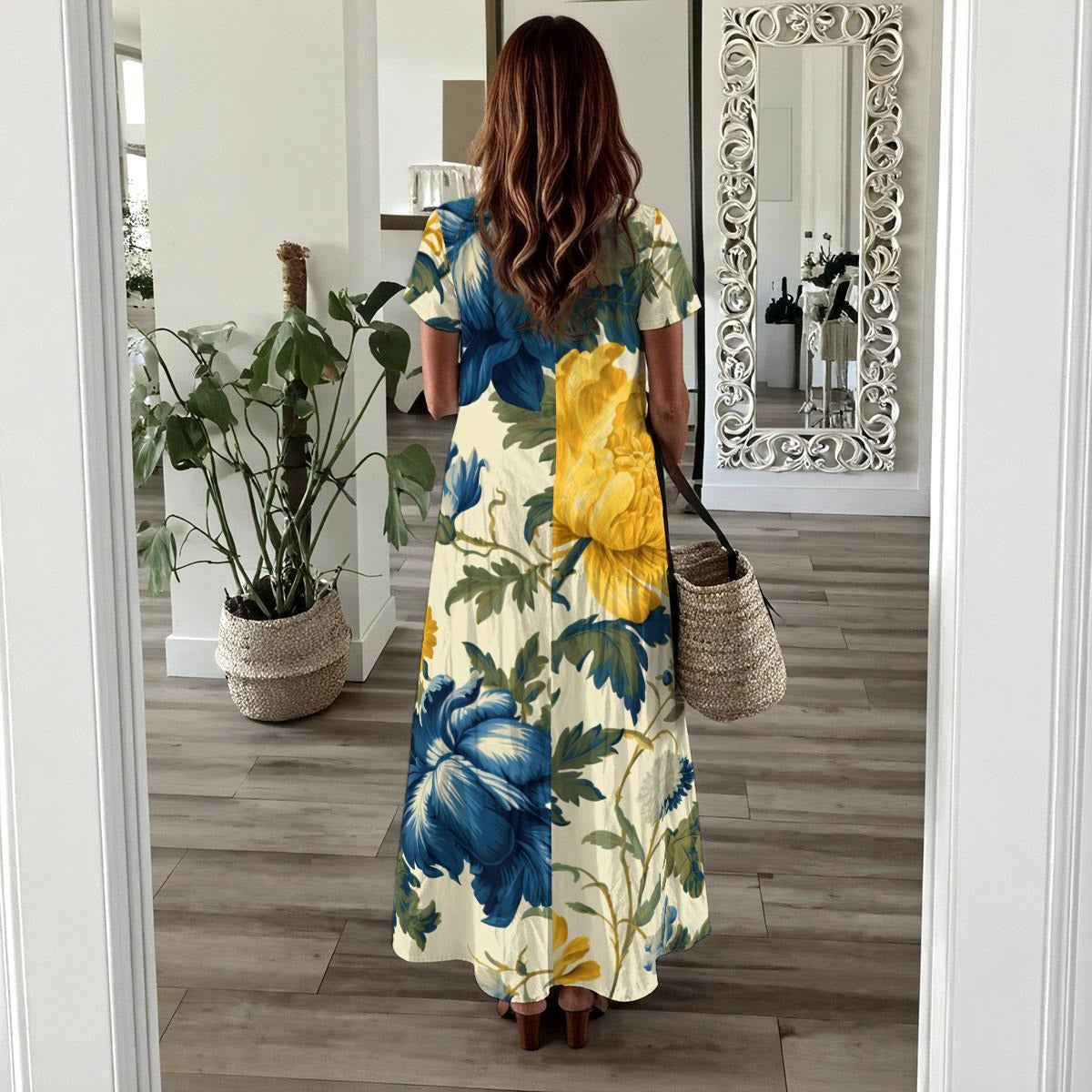 White Urban Spring Women's Long Dress by Yoycol, featuring a flowing fabric and elegant design for casual or semi-formal wear.