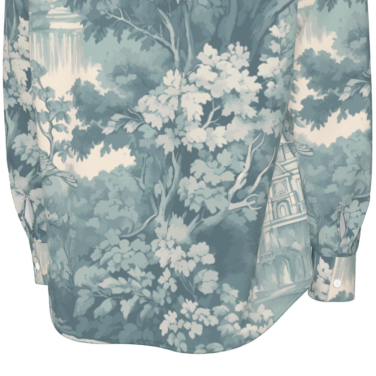 White all-over print men's long sleeve shirt by Yoycol, slim fit design in 115GSM cotton poplin fabric.