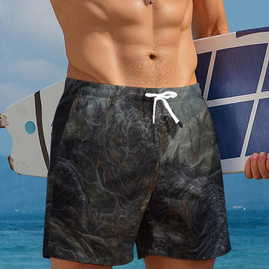 Gray Urban Dawn men's beach shorts by Yoycol featuring a relaxed fit and casual style, perfect for summer beach outings.