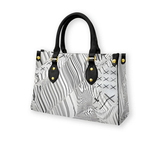 Women’s tote bag by Yoycol with white body and black handles, stylish and spacious for everyday carry.