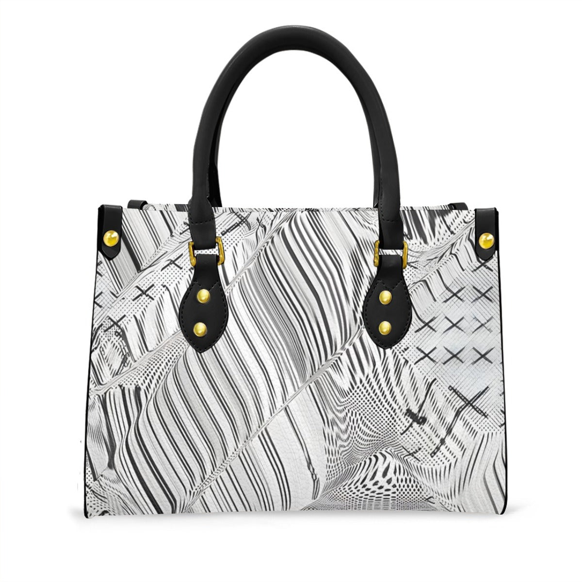 Women's tote bag with black handles by Yoycol, featuring a spacious white fabric design and sturdy black handle straps.