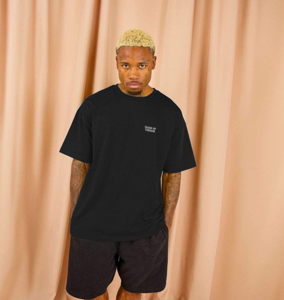 Craftklart Still No Noise organic oversized printed T-shirt with bold graphic design, casual fit, and comfortable fabric.