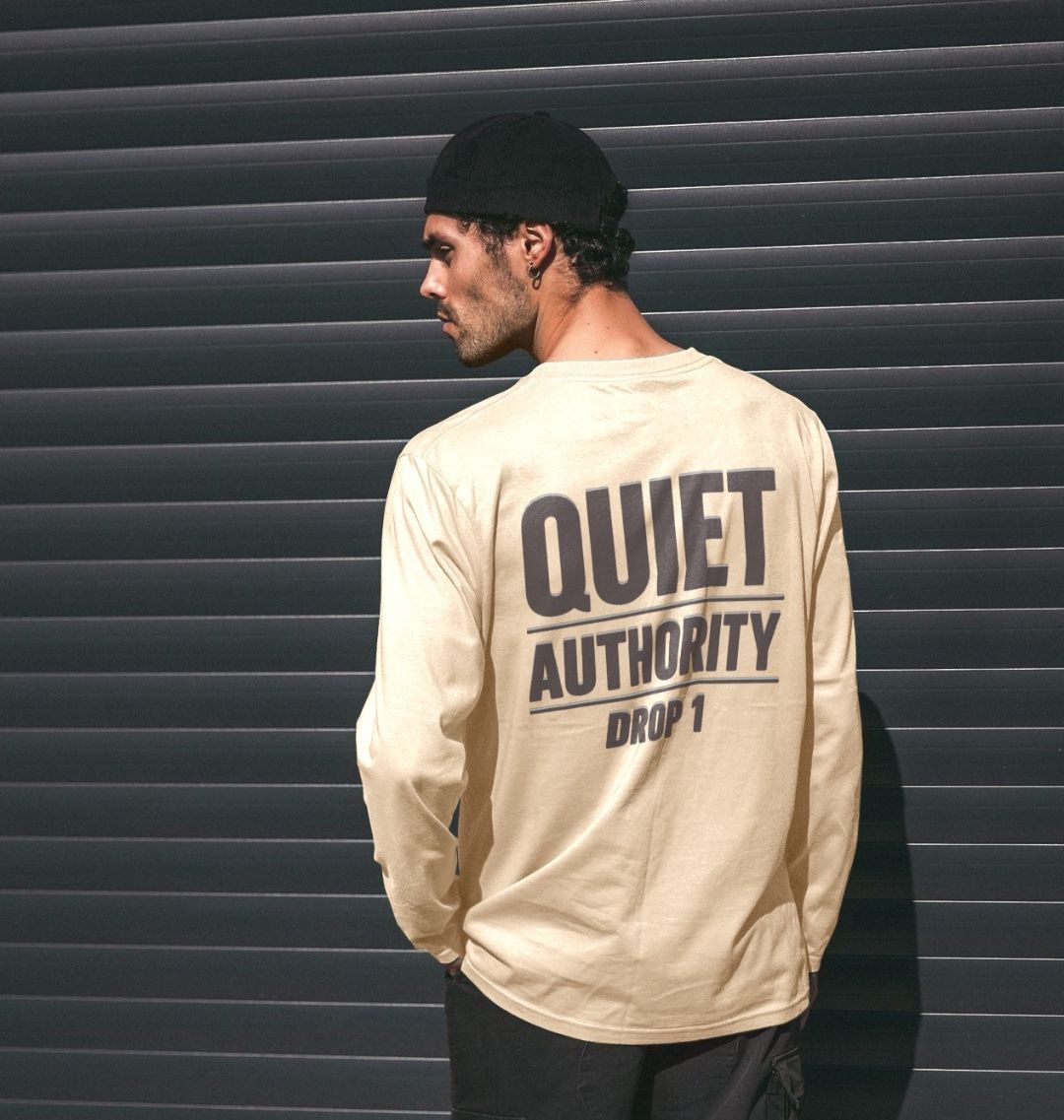CKL Craftklart Quiet Authority long sleeve T-shirt with organic cotton fabric, featuring printed streetwear design.