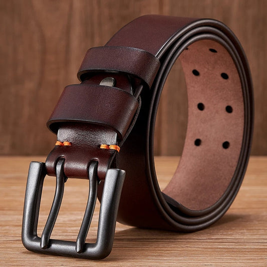 Men's 4.3cm Wide Real Cowskin Genuine Leather Belt - Premium Belt from Craftklart Dropship - Just $29.95! Shop now at Craftklart.store