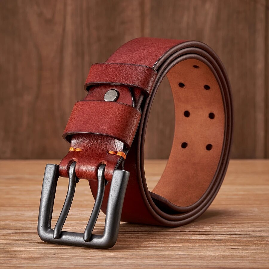 Men's 4.3cm Wide Real Cowskin Genuine Leather Belt - Premium Belt from Craftklart Dropship - Just $29.95! Shop now at Craftklart.store