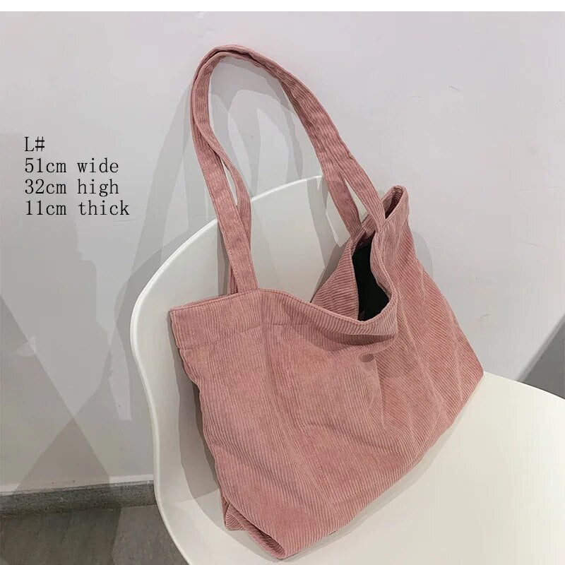 Women Reusable Soft Corduroy Urban Shopper Totes Bag - Premium Tote Bags from Craftklart Dropship - Just $9.95! Shop now at Craftklart.store