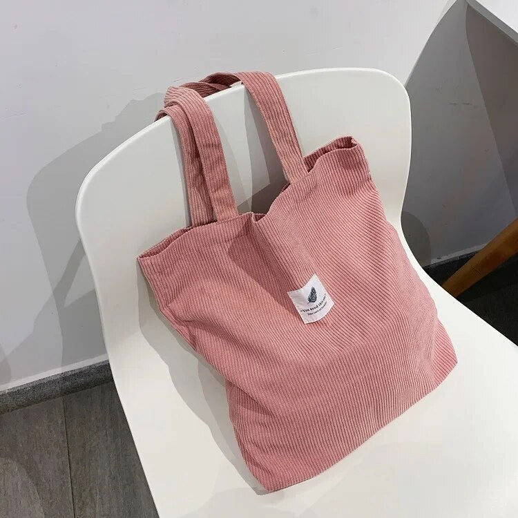 Women Reusable Soft Corduroy Urban Shopper Totes Bag - Premium Tote Bags from Craftklart Dropship - Just $9.95! Shop now at Craftklart.store