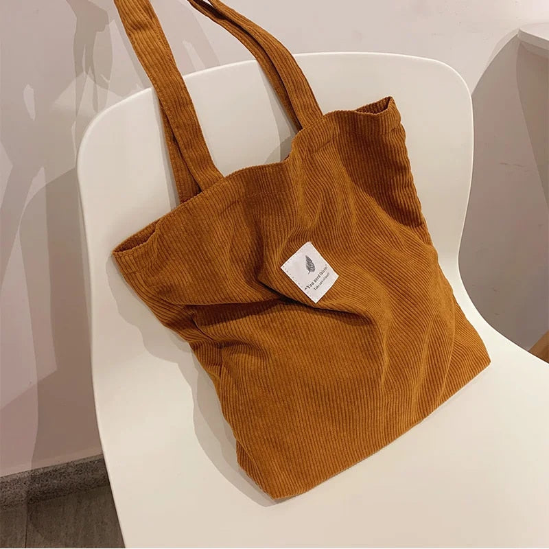 Women Reusable Soft Corduroy Urban Shopper Totes Bag - Premium Tote Bags from Craftklart Dropship - Just $9.95! Shop now at Craftklart.store