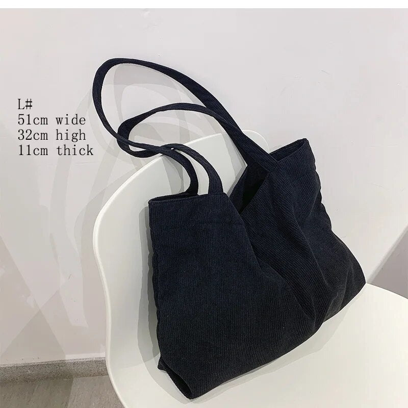 Women Reusable Soft Corduroy Urban Shopper Totes Bag - Premium Tote Bags from Craftklart Dropship - Just $9.95! Shop now at Craftklart.store