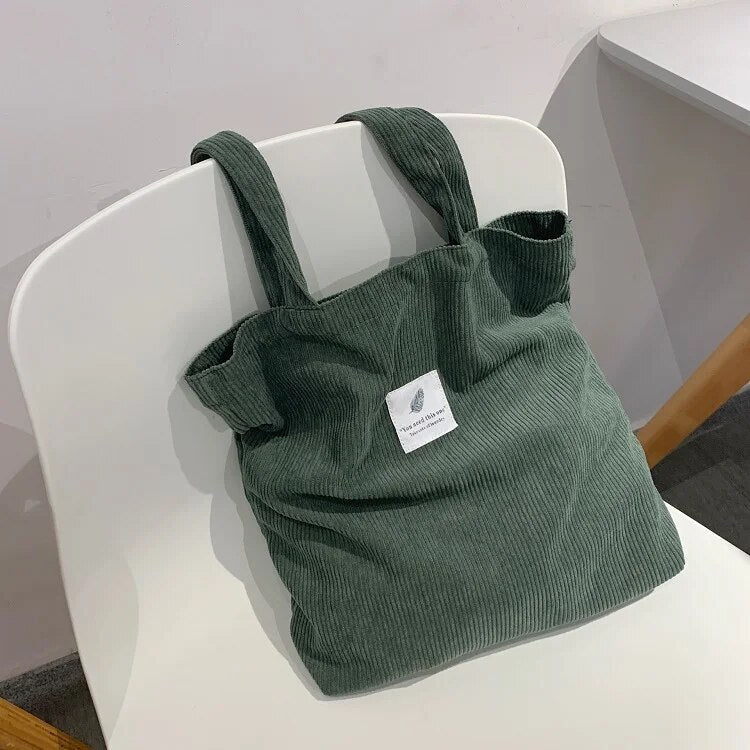 Women Reusable Soft Corduroy Urban Shopper Totes Bag - Premium Tote Bags from Craftklart Dropship - Just $9.95! Shop now at Craftklart.store