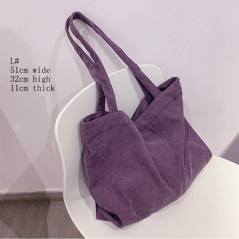 Women Reusable Soft Corduroy Urban Shopper Totes Bag - Premium Tote Bags from Craftklart Dropship - Just $9.95! Shop now at Craftklart.store