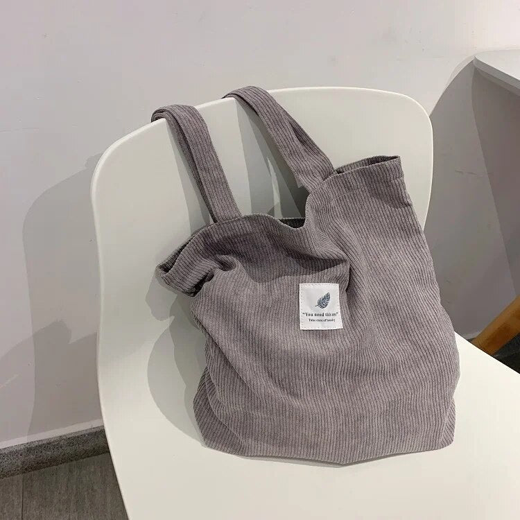 Women Reusable Soft Corduroy Urban Shopper Totes Bag - Premium Tote Bags from Craftklart Dropship - Just $9.95! Shop now at Craftklart.store