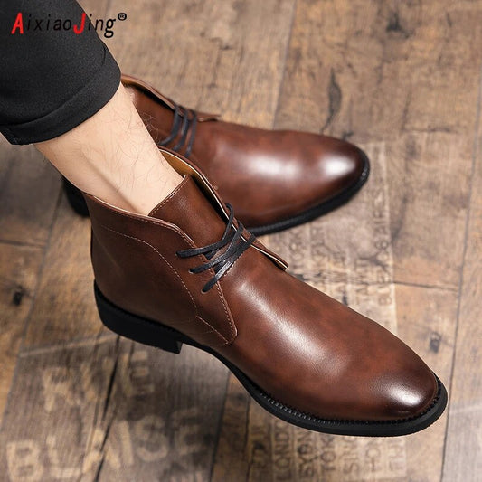 High quality leather shoes men's Chelsea boots men's luxury business formal short boots casual high top handmade leather boots - Premium  from Craftklart.store - Just $223.94! Shop now at Craftklart.store