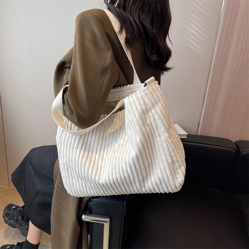 LEFTSIDE Solid Soft Corduroy Handbags for Women - Premium Tote Bags from Craftklart Dropship - Just $16.50! Shop now at Craftklart.store