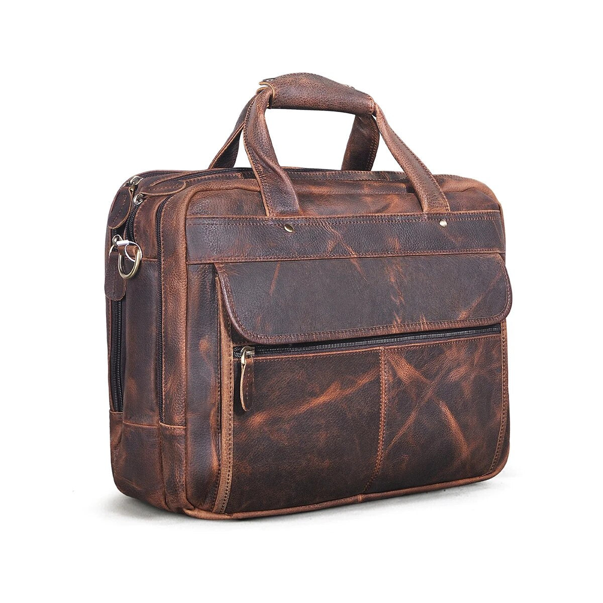 Men's Oil Waxed Leather Antique Design Business Laptop Briefcase - Premium Laptop Bag from Craftklart Dropship - Just $63.08! Shop now at Craftklart.store