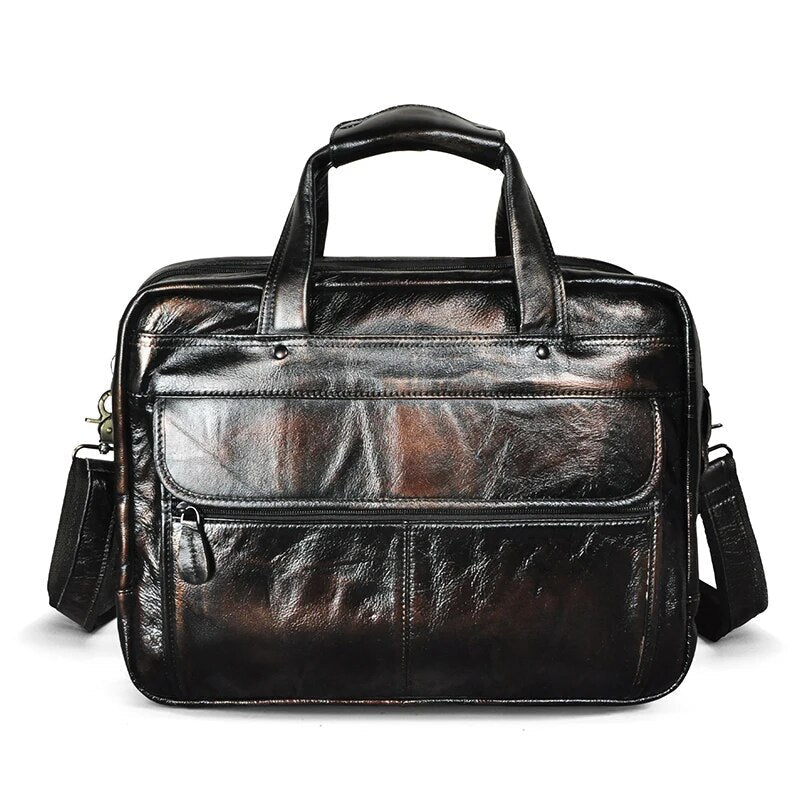 Men's Oil Waxed Leather Antique Design Business Laptop Briefcase - Premium Laptop Bag from Craftklart Dropship - Just $63.08! Shop now at Craftklart.store