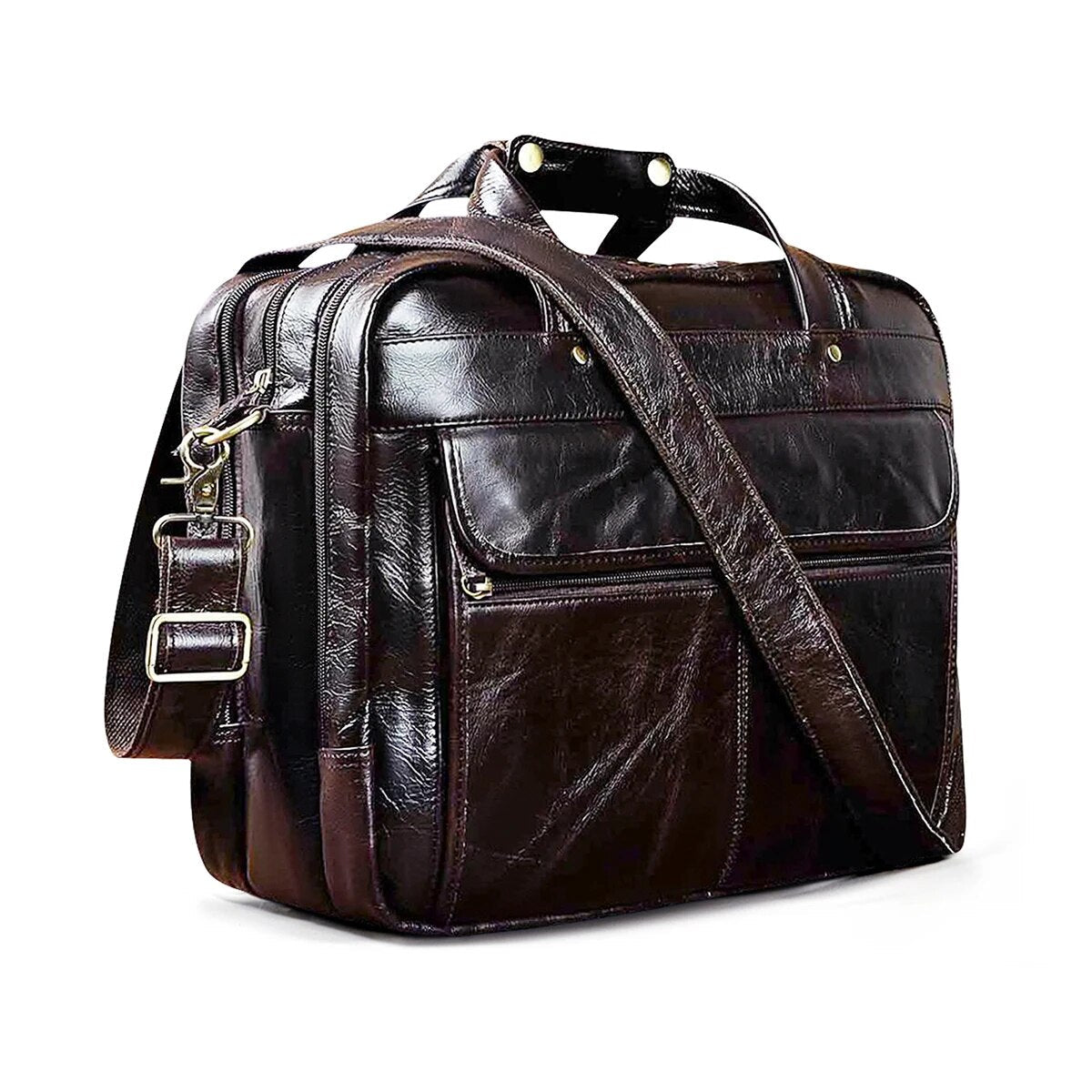 Men's Oil Waxed Leather Antique Design Business Laptop Briefcase - Premium Laptop Bag from Craftklart Dropship - Just $63.08! Shop now at Craftklart.store