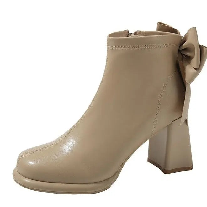 Platform High Heels Ankle Boots for Women Back Bowtie - Premium Shoes from Craftklart.store - Just $38! Shop now at Craftklart.store