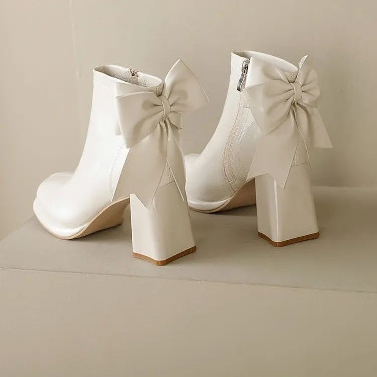 Platform High Heels Ankle Boots for Women Back Bowtie - Premium Shoes from Craftklart.store - Just $38! Shop now at Craftklart.store