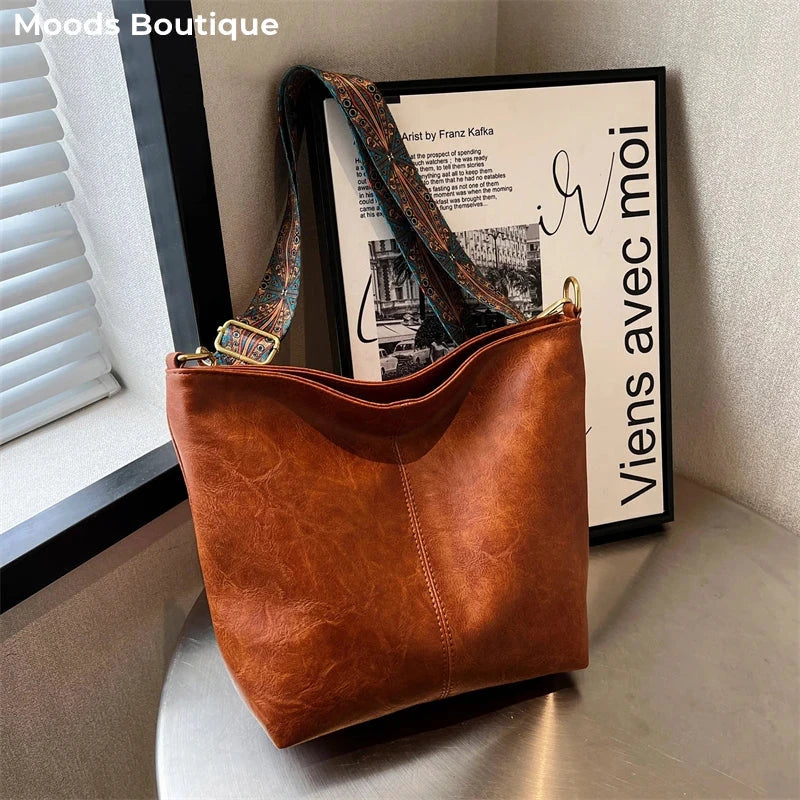 MOODS PU Retro Bucket Shoulder Bags For Women (Limited Stock) - Premium Tote Bags from Craftklart Dropship - Just $17.64! Shop now at Craftklart.store