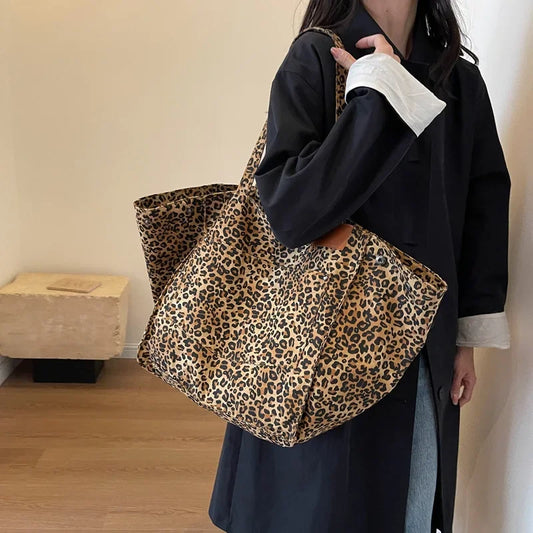 Women's Leopard Design 2024 Korean Fashion Big Shopping Bags - Premium Bags from Craftklart Dropship - Just $8.06! Shop now at Craftklart.store