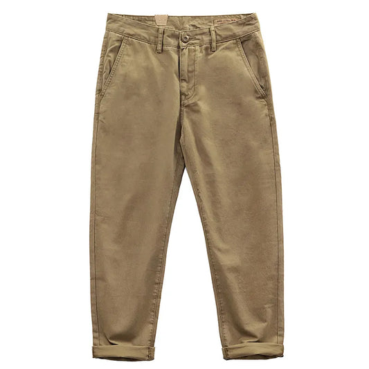 Men's Khaki Retro Cotton Chino Pants - Premium Chino from Craftklart Dropship - Just $37! Shop now at Craftklart.store