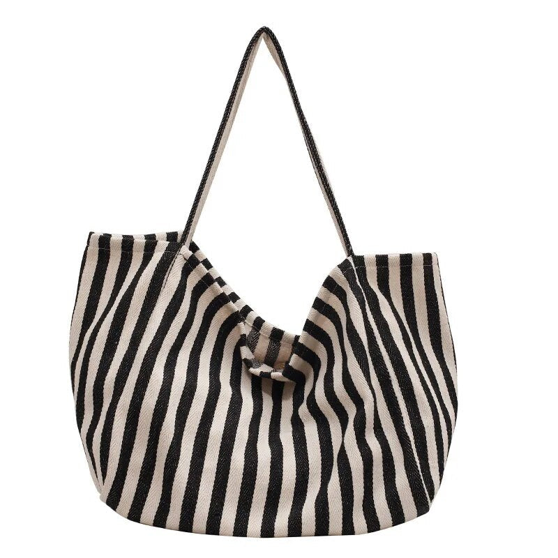 Women's Striped Canvas  Large Capacity Shoulder Bag - Premium Bags from Craftklart Dropship - Just $13.16! Shop now at Craftklart.store