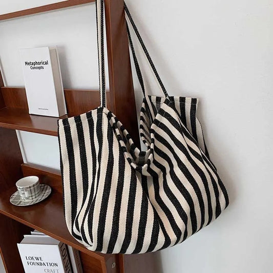 Women's Striped Canvas  Large Capacity Shoulder Bag - Premium Bags from Craftklart Dropship - Just $13.16! Shop now at Craftklart.store